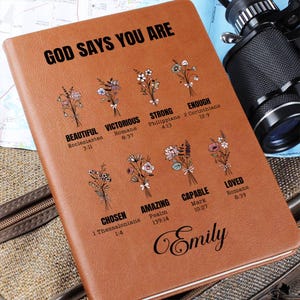 Personalized Prayer Journal for Women - Custom Positive Affirmations Journal - God Says You Are - Christian Gift - Religious Gift for Girls
