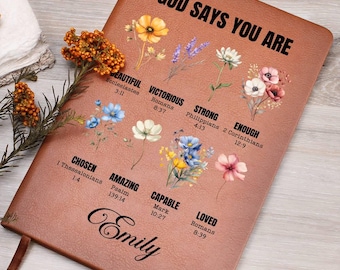 Personalized Prayer Journal for Women - Custom Positive Affirmations Journal - God Says You Are - Christian Gift - Religious Gift for Girls