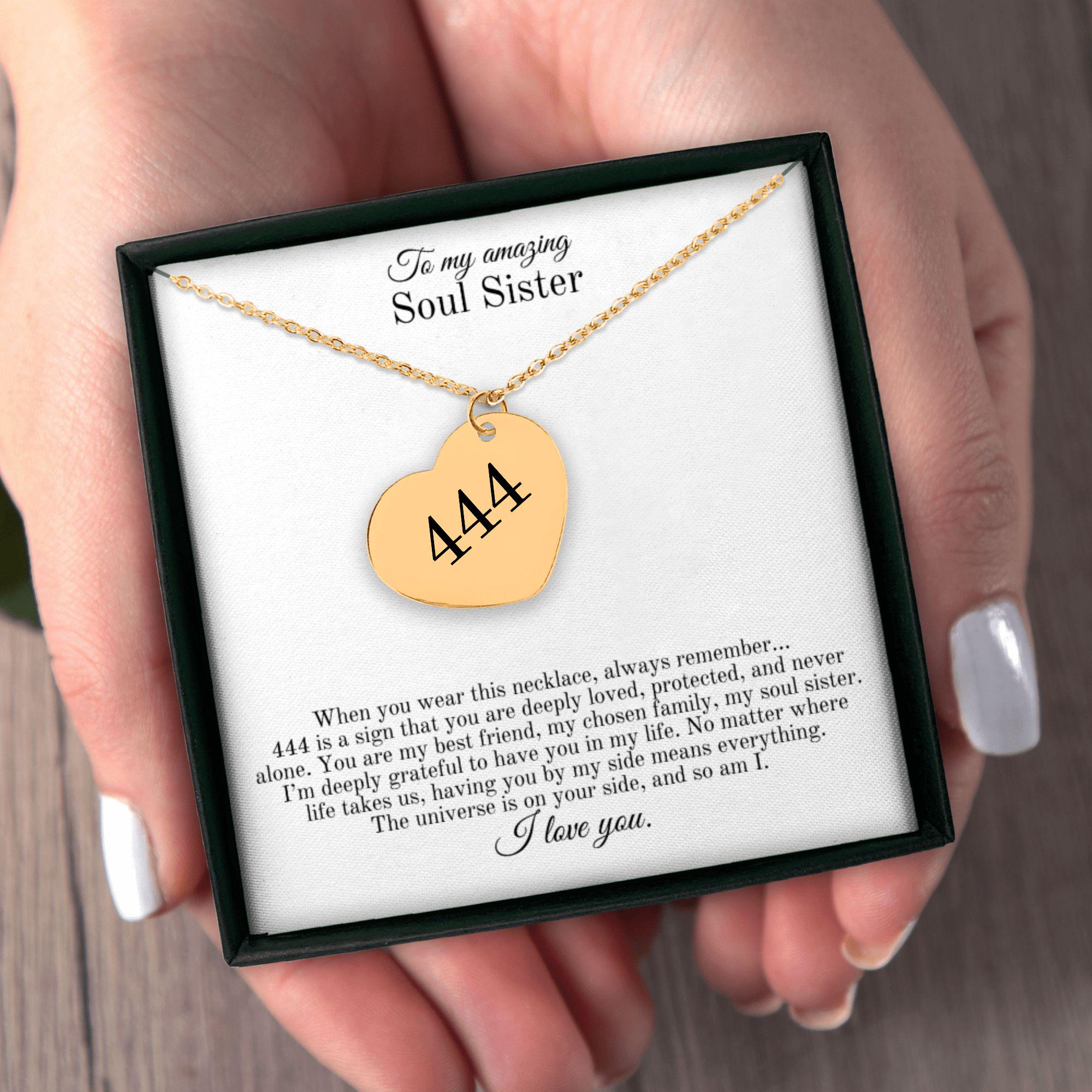 444 Necklace With Message, Best Friend Lucky Number Necklace