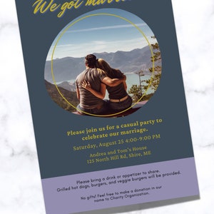 Invito a una festa di fuga d'amore, annuncio di matrimonio, festa informale, festa di matrimonio, download digitale, personalizzato, modificabile, 4x6, stampabile, modello