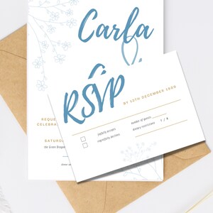 Szablon karty RSVP na ślub z motywem kwiatowym, pobieranie cyfrowe, w pełni edytowalne, niestandardowe, 3,5 x 5, karta zaproszenia RSVP do wydrukowania, szablon
