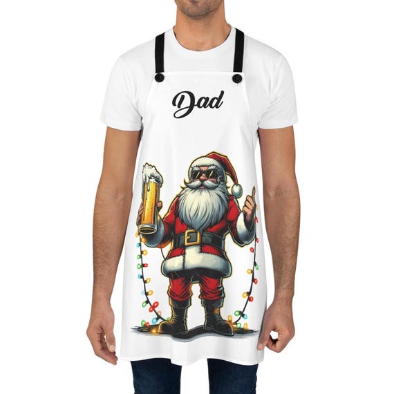 Christmas Dad Apron, Perfect Gift for Cooking and Baking, Holidays Kitchen Wear, Festive Cooking Apron, Chef Apron for Dad, Christmas Gift