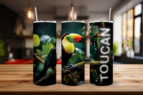 Stay stylish while sipping with this vibrant Toucan tumbler wrap - 20oz animal tumbler wrap - animal tumbler design