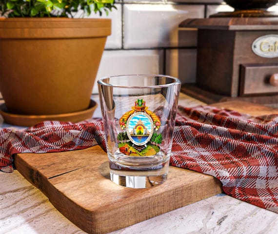 Honduras Shot Glass, 1 5oz, Tequila Glass, Honduras Souvenir, Central America Gift, Travel Shot Glass, Barware Decor