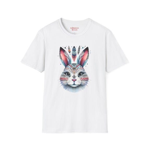 Bunny Tribal Face T-Shirt, Wildlife Graphic Tee, Men's Women's Unisex Shirt, Animal Lover Gift, Nature Inspired Top