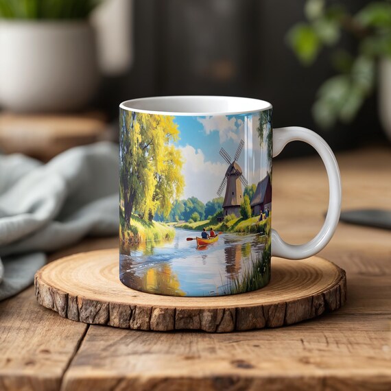 Tranquil Landscape Sublimation Wrap for 15 oz Mugs – Ideal for Nature Lovers Seeking Minimalist Aesthetics | Digital Download