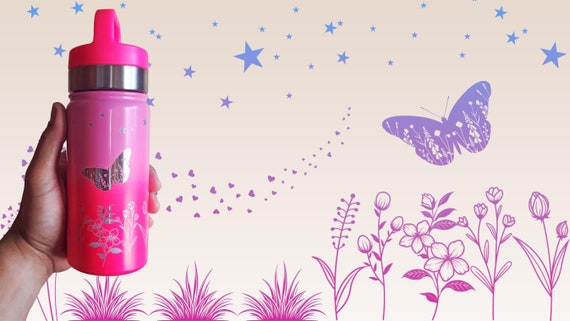 Shine Bright with this Stars and Flowers  Laser Engraved 14 oz Tumbler, Engraved Stars and Flowers Tumbler