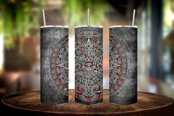 Luxurious 20oz Aztec Calendar Tumbler Wrap – Elegant Design for Your Daily Drink Pleasure - Exquisite Aztec Calendar Tumbler Wrap