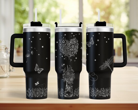 Fabulous Flowers and Butterflies 40oz Laser Tumbler Wrap - Digital Download SVG File - Gift for Her, Spoil Her with a Custom Engraved Gift