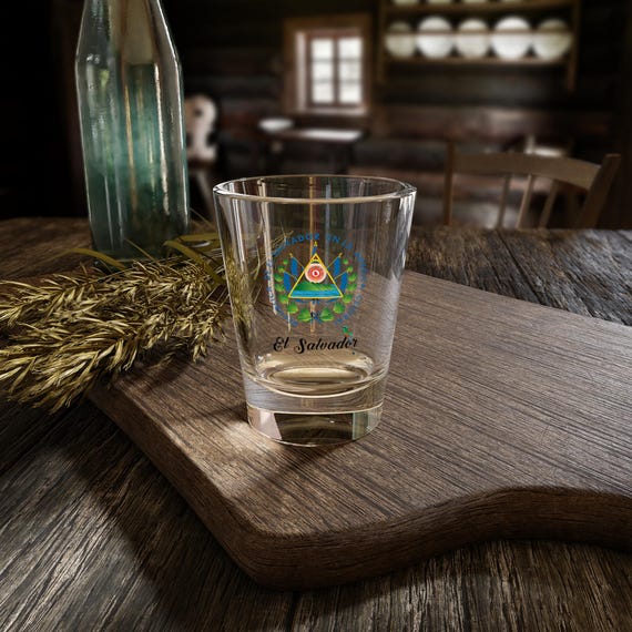 El Salvador Shot Glass, 1 5oz - Souvenir Collectible Travel Gift Home Bar Decor, Kitchen Dining, Party Favor, Handmade Glassware