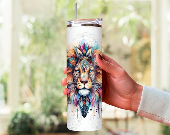 20oz Lion Tumbler Wrap, Stand Out in Style with this Mandala Tumbler Wrap with a Lion design