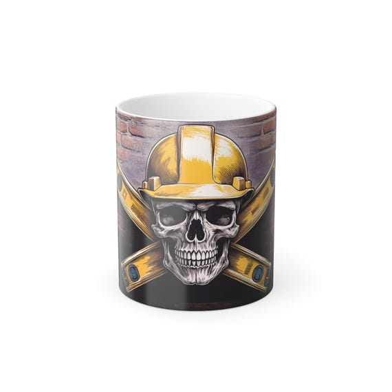 Unique Color-Changing Skull Mug - Perfect Gift for Construction Workers, ,Custom Drinkware, Skull Mug, Gift for him