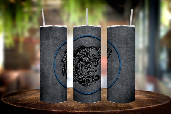 Fabulous 20oz Black Fish Tumbler Wrap - Keep Your Drink Stylishly Cool - Sip in Style with this Glamorous 20oz Black Fish Tumbler Wrap