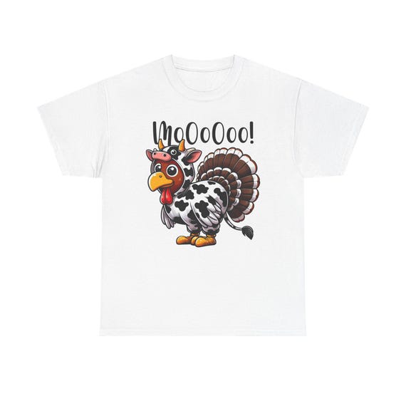 Mooo Turkey T-Shirt, Cute Farm Animal Tee, Funny Thanksgiving Shirt, Unisex Graphic Tee, Farm Life Gift, Animal Lover Top
