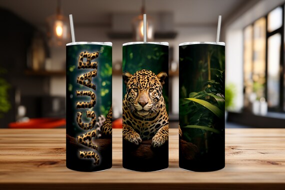 Upgrade Your Cup Game with our Trendy 20oz Tumbler Wrap - Get Wild with this Animal Print Jaguar Tumbler Wrap - 20oz Tumbler Wrap