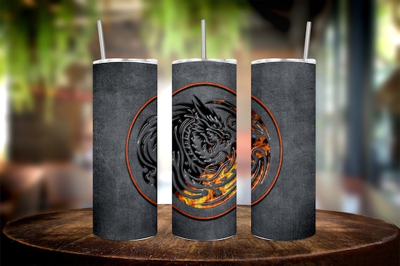 Fabulous 20oz Black Dragon Tumbler Wrap - Make a Statement with our Dragon Tumbler Wrap for 20oz Black Tumbler