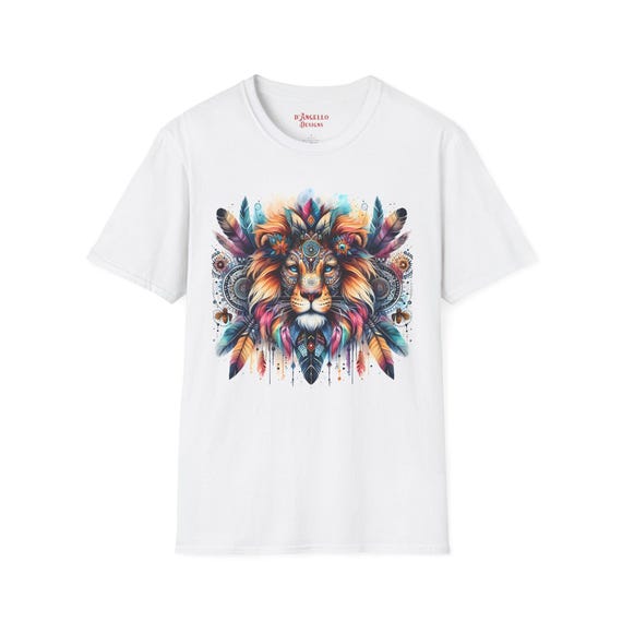 Lion Tribal Face T-Shirt, Wildlife Graphic Tee, Men's Women's Unisex Shirt, Animal Lover Gift, Nature Inspired Top