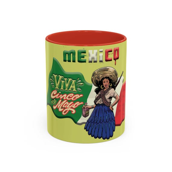 Viva Cinco de Mayo Accent Coffee Mug, Colorful Coffee Mug, Mexican Culture Mug, Gift for Fiesta Lovers, Housewarming Gift, Día de los