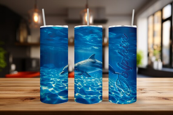 Dolphin 20oz Tumbler Wrap - 20oz Tumbler Wrap with Playful Animal Design - A Must-Have