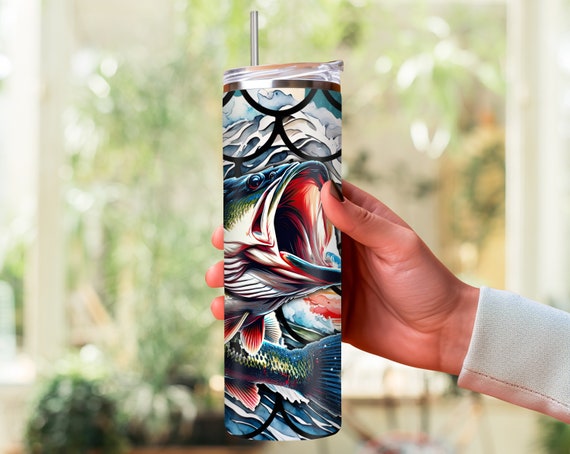 20oz Fishing Tumbler Wrap for the Ultimate Bass Fishing Experience - Hook, Line, and Sinker: Bass Tumbler Wrap for 20oz Tumblers