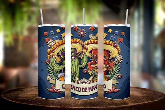 20oz Sublimation Tumbler Wrap – Celebrate Cinco de Mayo in Style with Vibrant Colors and Festive Designs!, Unique Design, Viva Mexico