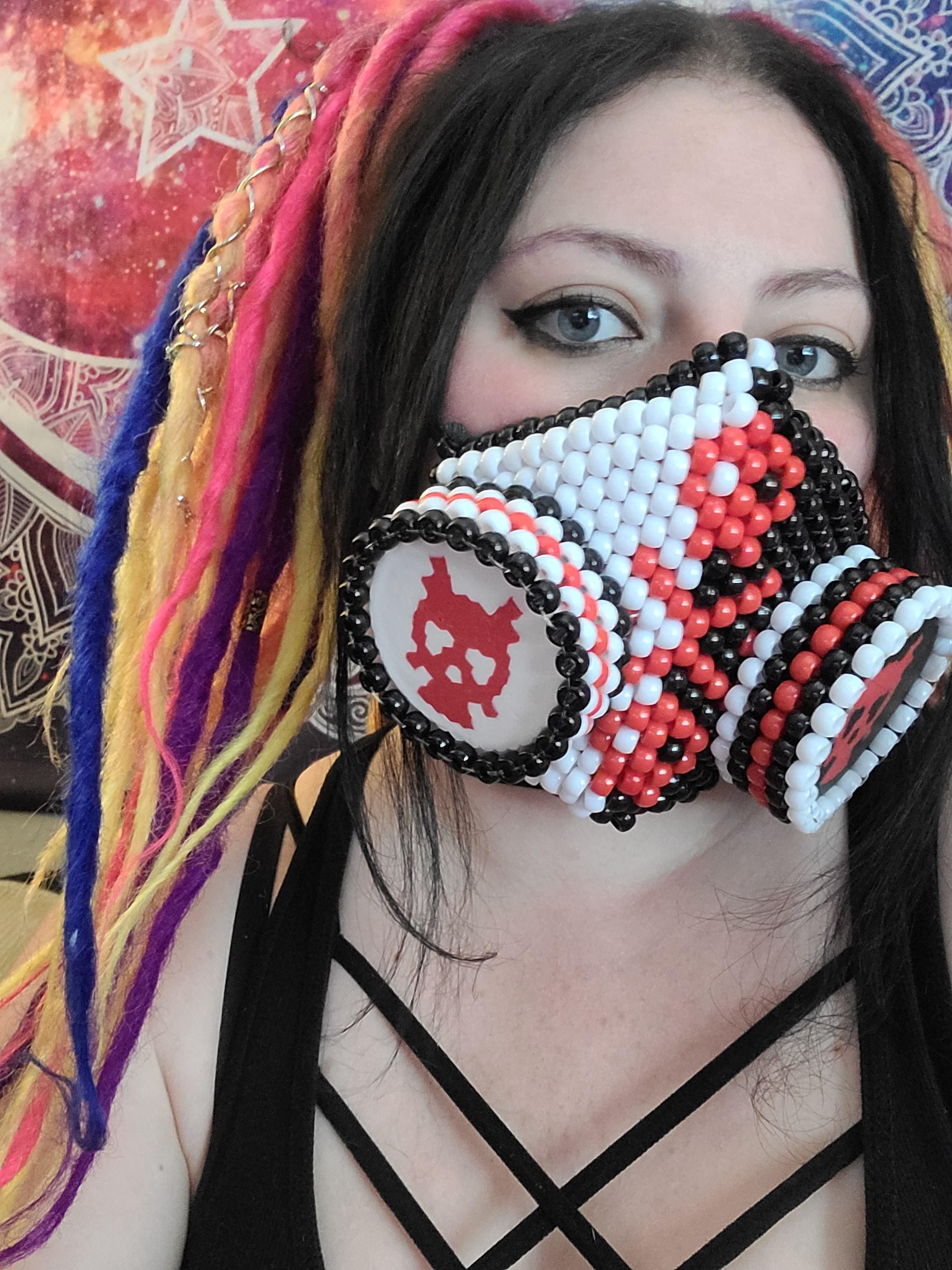 Kandi Gas Mask Skull (black, White, Red) Rave, Festival, Cosplay