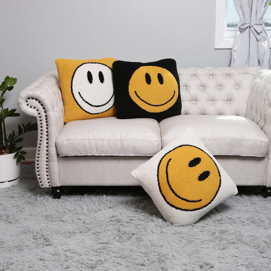 Perfect Gift for Holiday Happy Face Print Cushion Cover Luxury Ultra