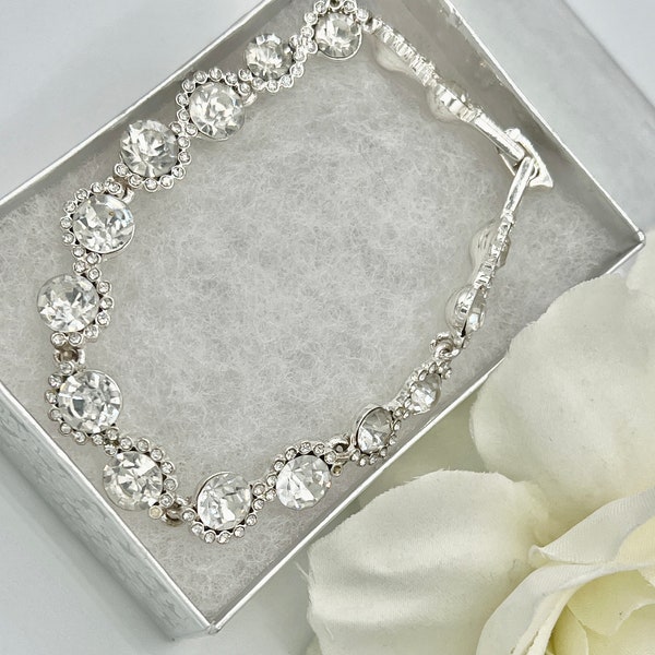 bridal cubic zirconia bracelet ,Givenchy silver .tone crystal stone flex bracelet rhinestone bracelet