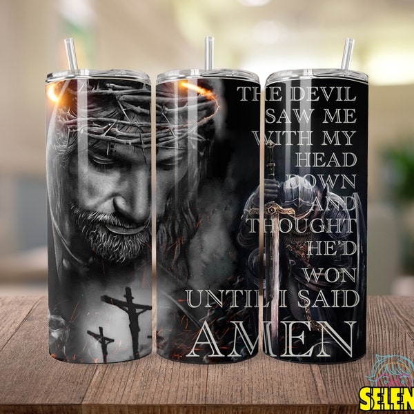 Jesus Christ 20 oz Skinny Tumbler Sublimation Design Digital Download PNG Instant DIGITAL ONLY, Cross Tumbler