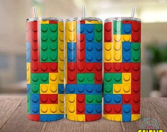 Building Blocks 20 oz Skinny Tumbler Sublimation Design Digital Download PNG Instant Download ,Kid Tumbler