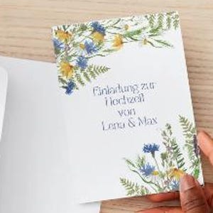 Modello di invito di nozze Midsommar - Modificabile, rustico e floreale, download digitale, biglietto d'invito stampabile fai da te