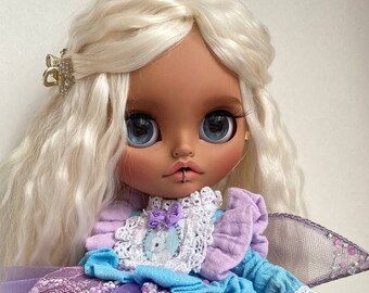 Custom  Blythe Doll with white hair.TBL.Blythe Doll OOAK