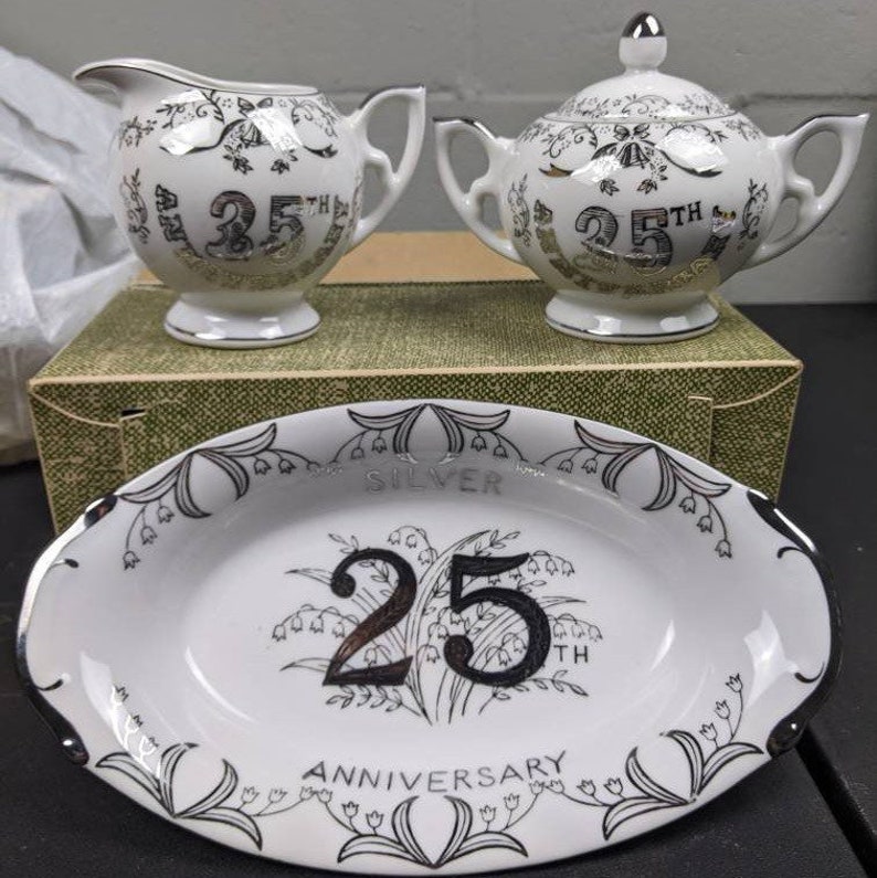 25th Silver Anniversary Vintage Norcrest Fine China Gift Set. Etsy