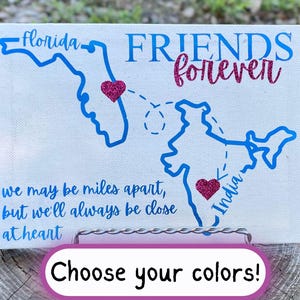 Friends Forever Sign, Personalized Moving Away Canvas, Custom Best Friend Gift for Girl, Close at Heart Wall Decor Gift for Mom, Miles Apart