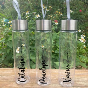 Reusable Water Bottle with Name, Personalized School Gift for Boy or Girl, Birthday Party Favor, Sports Team 18 oz. Plastic Bottle with Lid