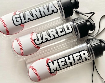 Baseball Reusable Water Bottle, Personalized Sport Gift for Boy Girl, Baseball Themed Birthday Party Favor, Sports Team Gift, Little League