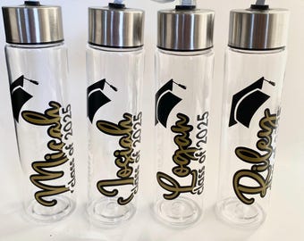 Graduation Water Bottle, Personalized Reusable Bottle for Senior Graduate, Class of 2024 25, Custom Name School Gift, Graduation Party Favor