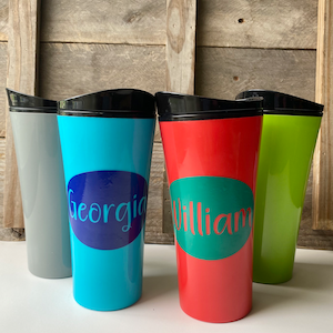 Large Colored Drinking Cup with Lid, Personalized Plastic Cup for Kids, Custom Birthday Party Gift and Favor