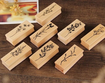 DIY Vintage Plant Tree Wooden Rubber Stamps, Plant, Leaf, Floral, Decorative, Journaling Stamps For Crafts, Card Making and Scrapbooking