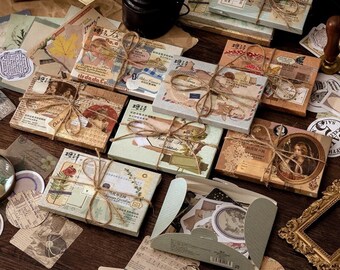 60pcs Vintage Stationery Sticker Set, Aesthetic Additions for Junk Journals, Paper Diaries, Scrapbook Junk Journal, and Art Supplies