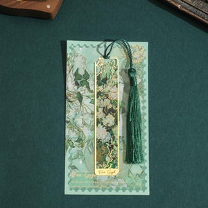 Vintage Floral Metall Lesezeichen: Bronzefarbenes Bronze Design mit Quaste, Buchclub Geschenk für Leser