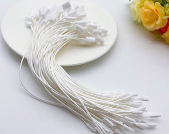 100 Pcs Cotton Hang Tag Strings, Thin Fastener, Natural Cord, Bullet Clasp, Apparel, Clothing, Gift, Retail Packaging, Tags