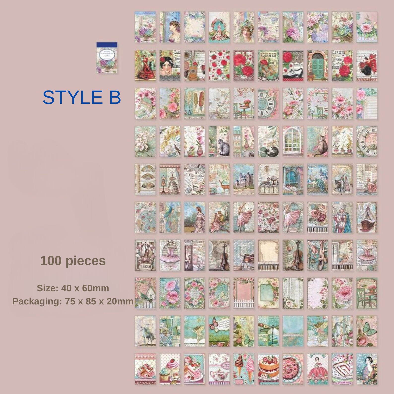 100pcs/pack Vintage Deco Stickers DIY Set for Scrapbooking, Junk ...