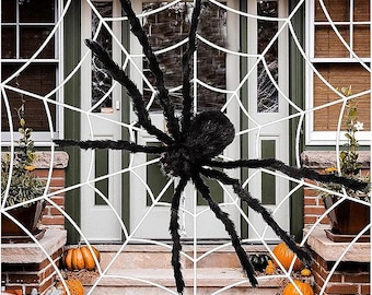 Décoration d'Halloween araignée géante | Arachnide en peluche noir effrayant pour maison hantée | Décoration de fête effrayante pour l'intérieur et l'extérieur