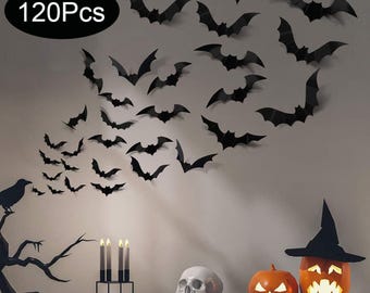 Halloween Bat Decorations, Black Bat Wall Stickers, Halloween Wall Decor, Spooky Home Decor, Horror Party Decor, Halloween Decor Props