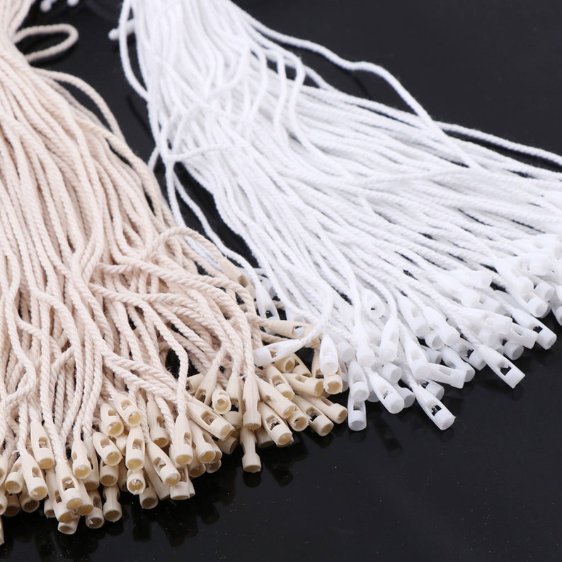 100 Pcs Cotton Hang Tag Strings, Thin Fastener, Natural Cord, Bullet ...