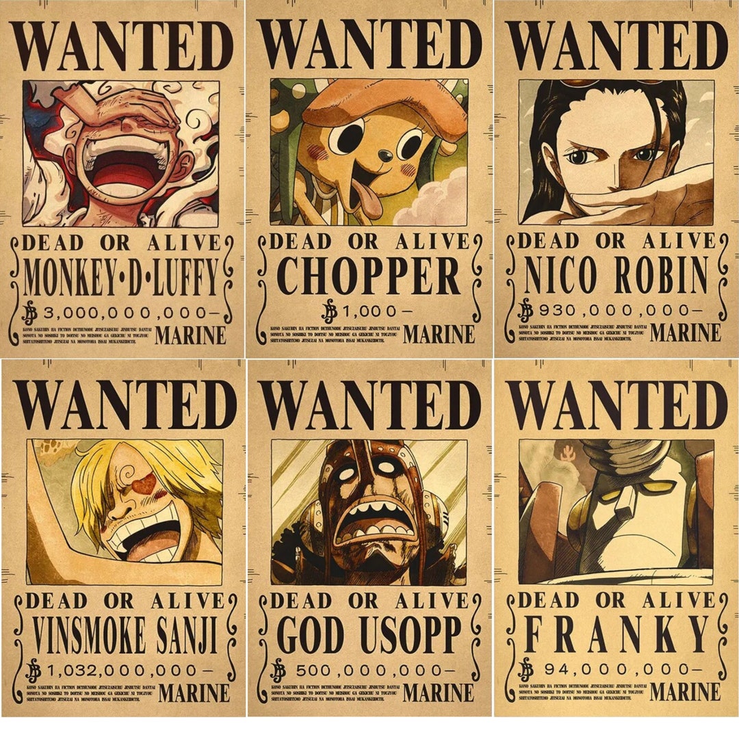 One Piece Wanted Poster Kraft Paper Anime Manga Collection, Bounty ...