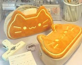 1pc Cute Caramel Cat Plush Pencil Case - Large Capacity Animal Pen Organizer Bag for School Supplies - Kawaii Cartoon Style Stationery