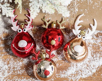 Rustic Elk Christmas Ornaments | Set of 2 Woodland Deer Baubles | Farmhouse Tree Decorations | Holiday Home Decor 2024