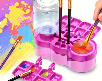 Paint Brush Cleaner Machine with Drain Button - Water Circulation Art Cleaning Bucket for Artists & Painters, Stationery Supplies